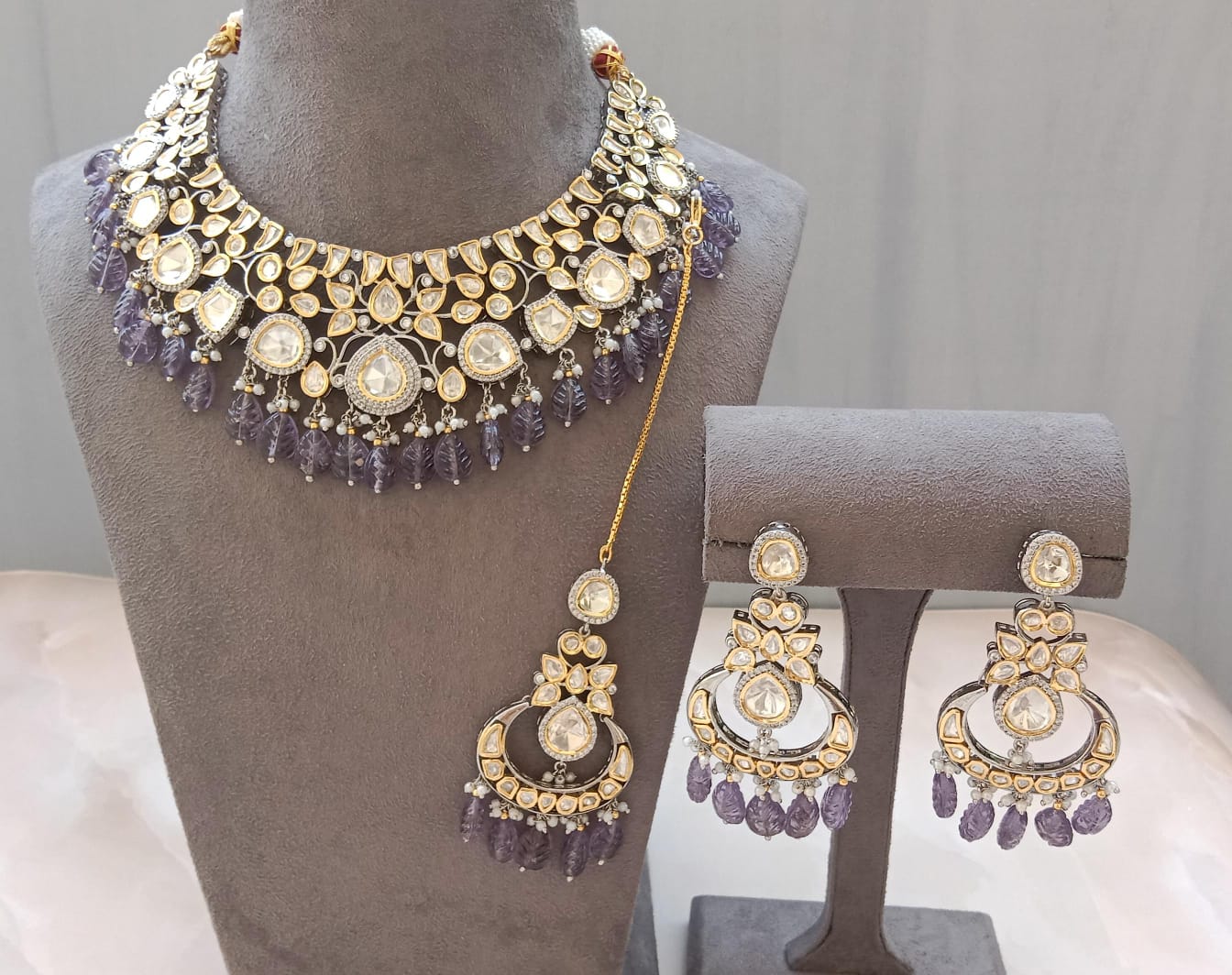 Amethyst Kundan Necklace Set