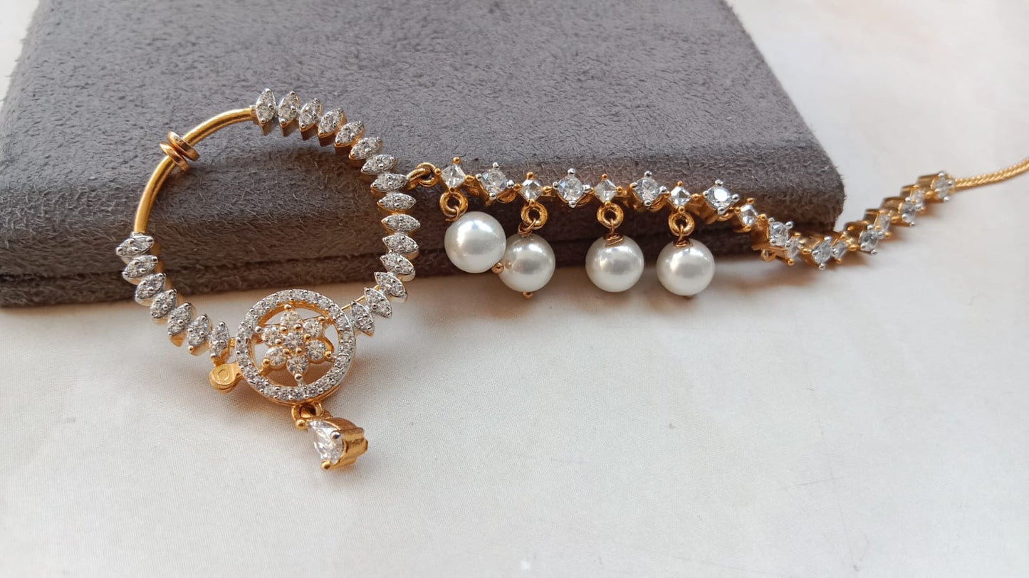 ✨  AD Gold Plated Pearl Bridal Nosering