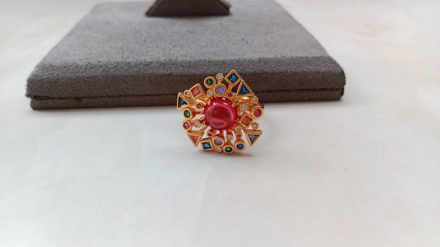 Multicolored Stone Adjustable Ring