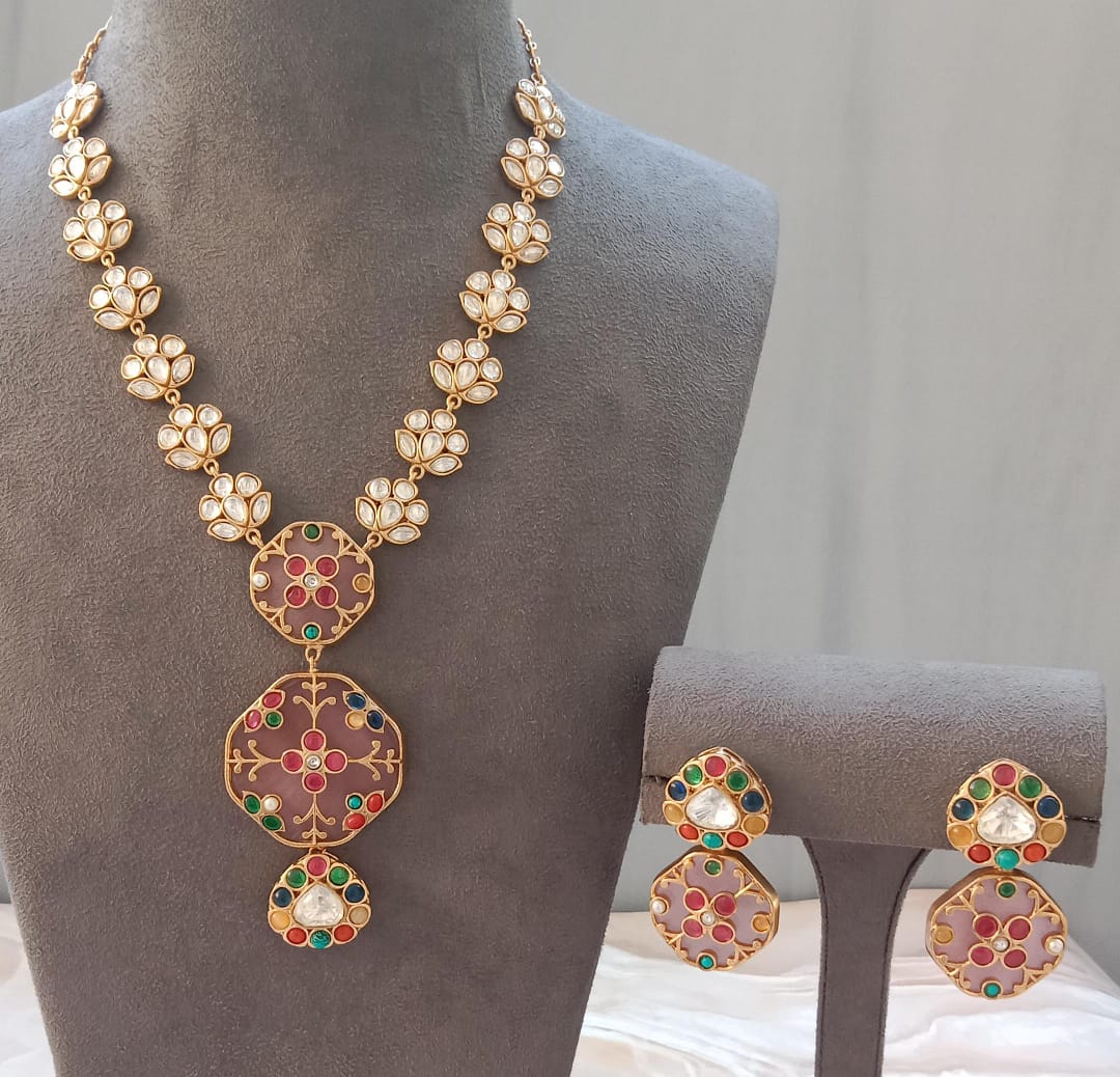 Pink Designer Kundan Set