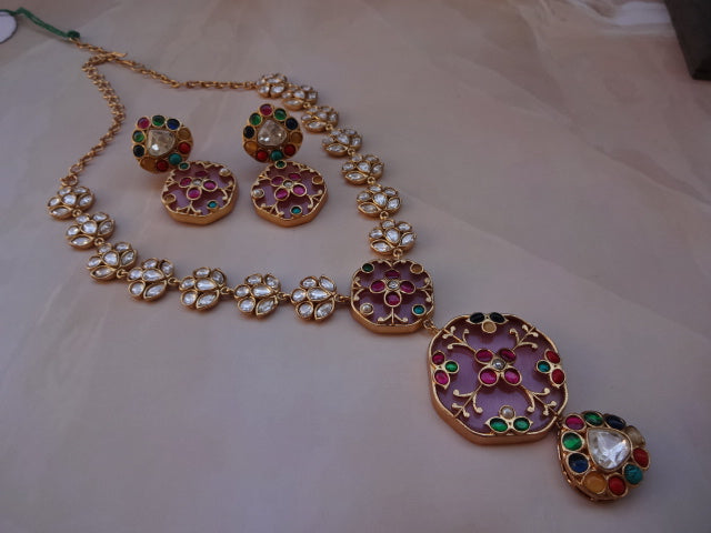 Pink Designer Kundan Set