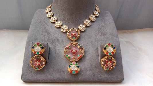 Pink Designer Kundan Set