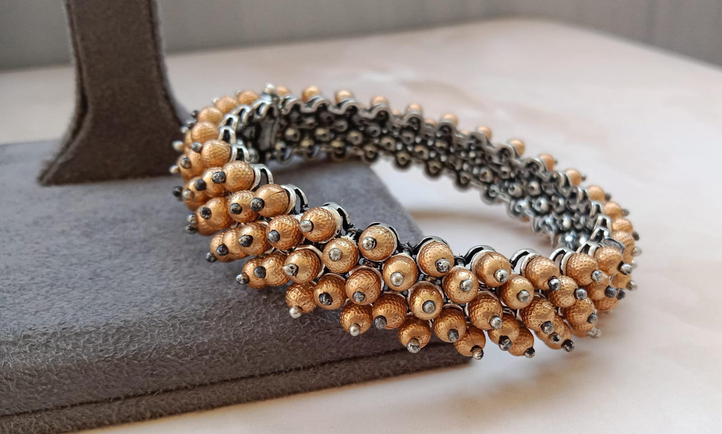 Golden Bead Cluster Bracelet