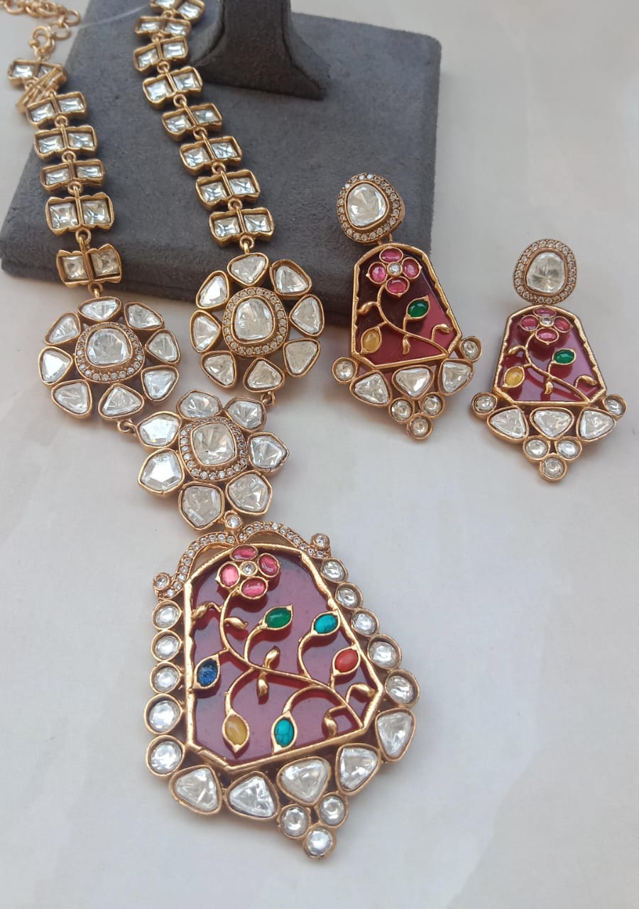 Maroon Designer Kundan Set