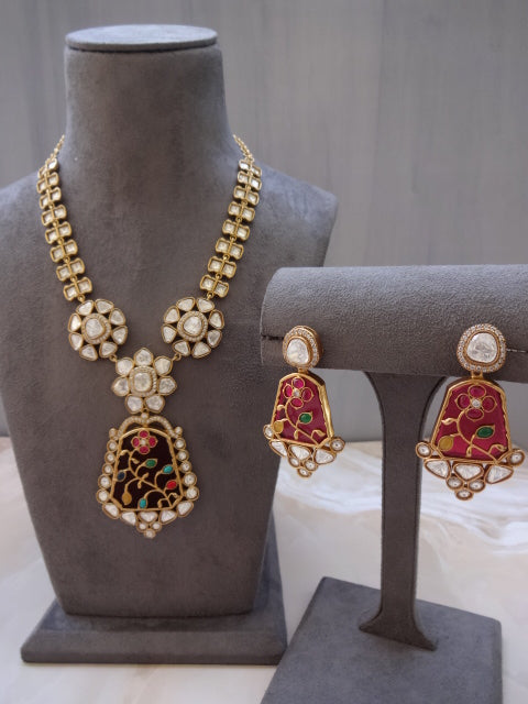 Maroon Designer Kundan Set