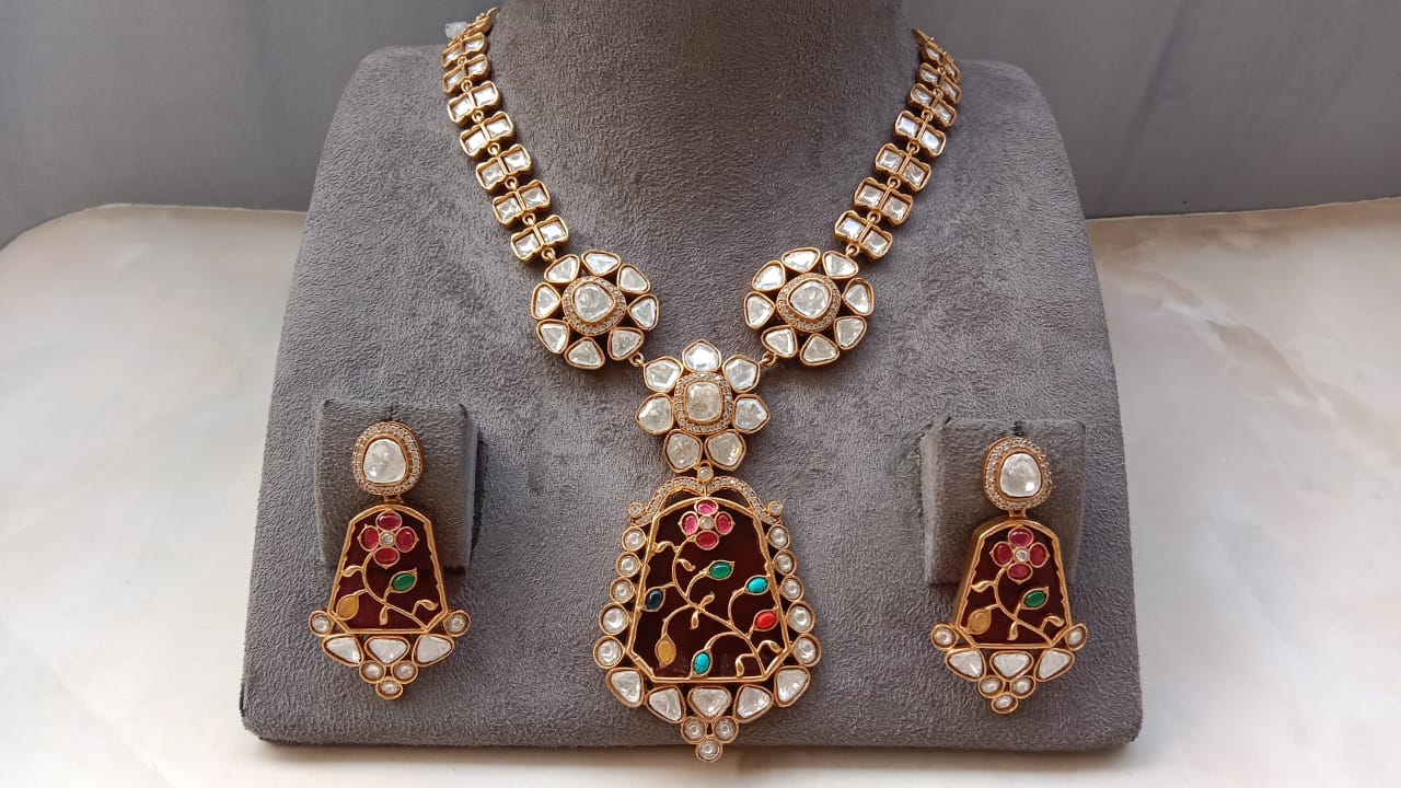 Maroon Designer Kundan Set