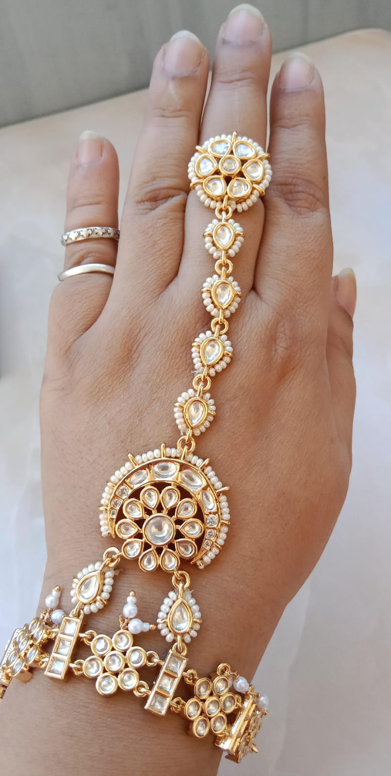 Gold plated Polki Kundan Haathphool