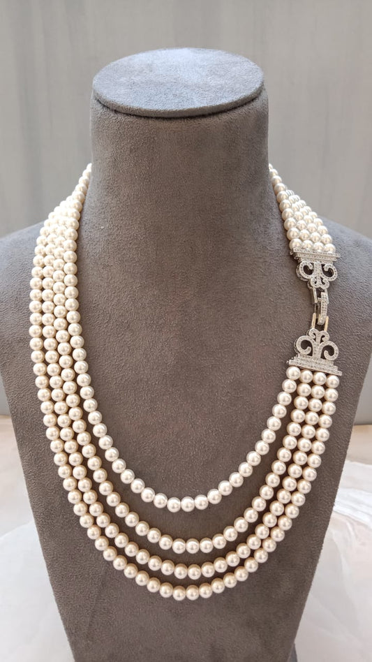 American Diamond Pearl Necklace