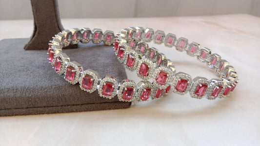 Rodium Pair of Bangle (Ruby)