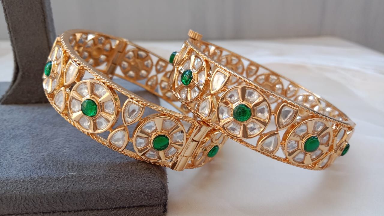 Moissanite Emerald Bangle Pair