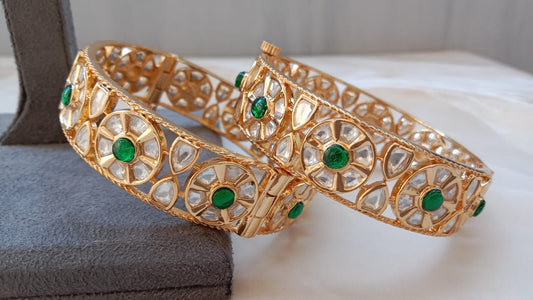 Moissanite Emerald Bangle Pair