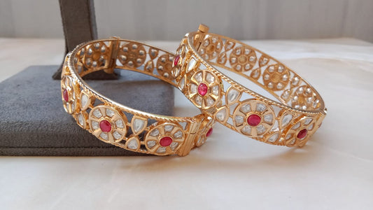 Moissanite Ruby Bangle Pair