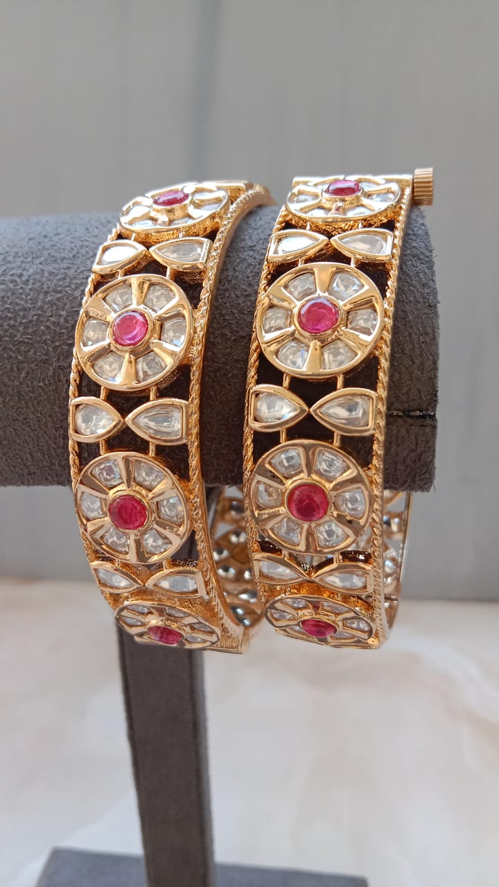 Moissanite Ruby Bangle Pair