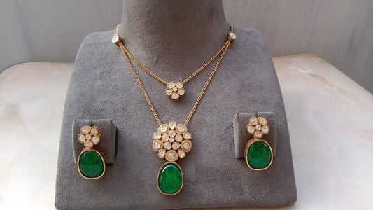 Emerald Double layer Necklace Set