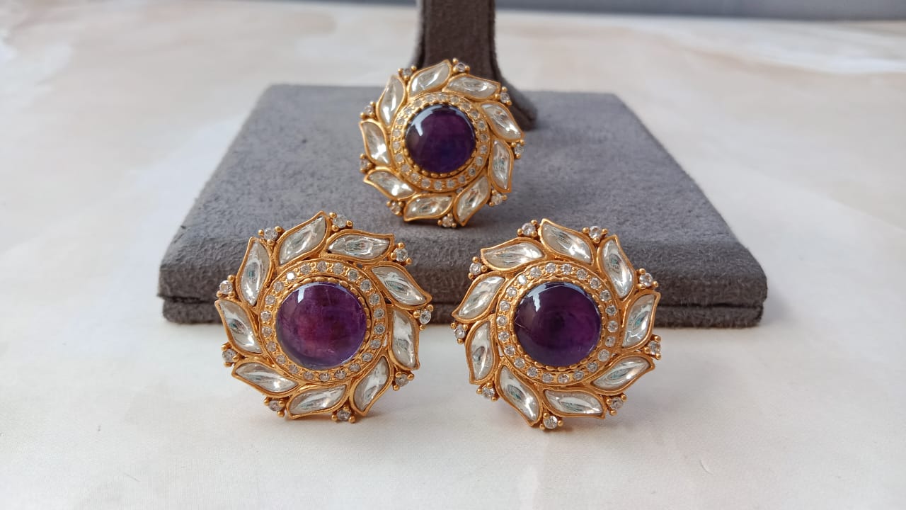 Combo of Amethyst Kundan Ring and Tops