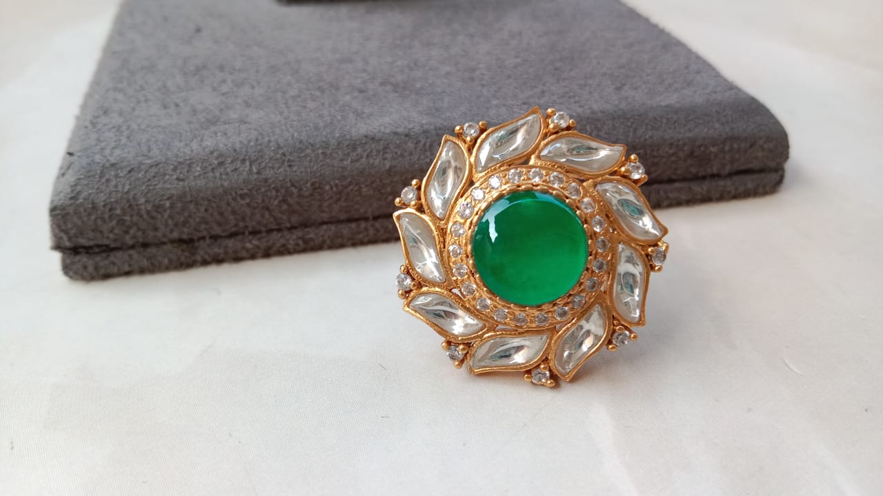 Gold plated Kundan Ring