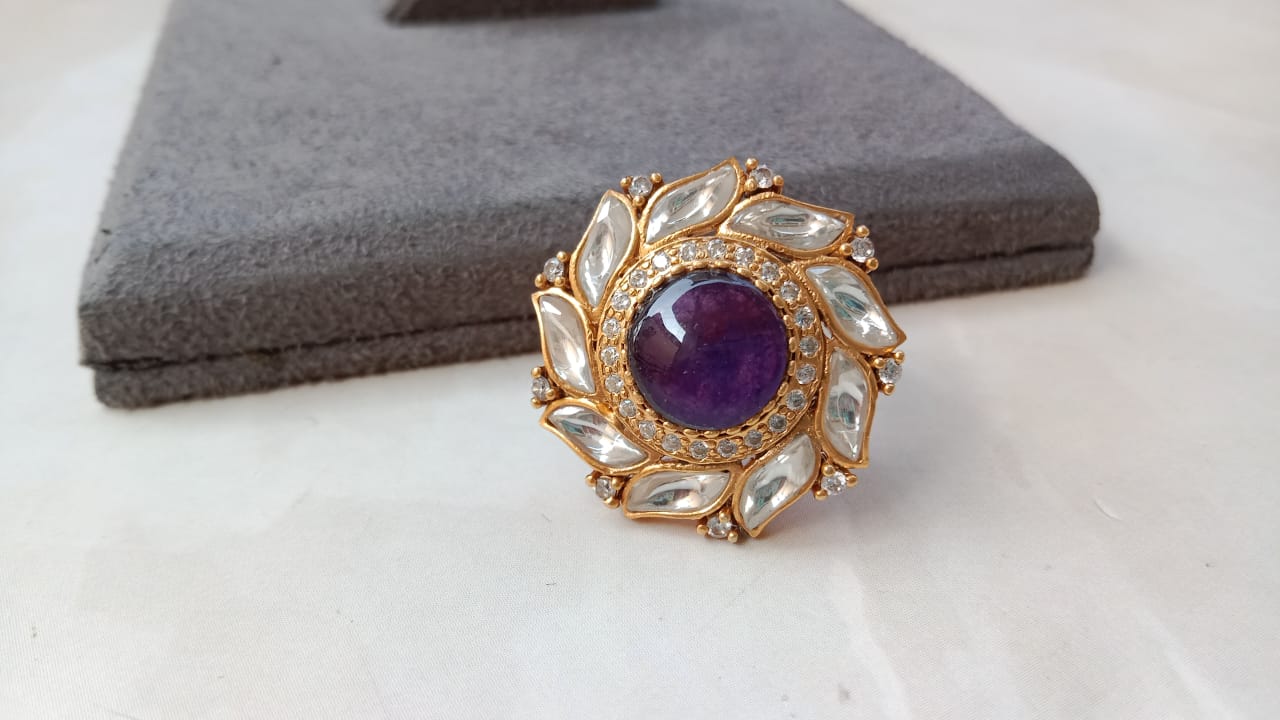 Gold plated Kundan Ring