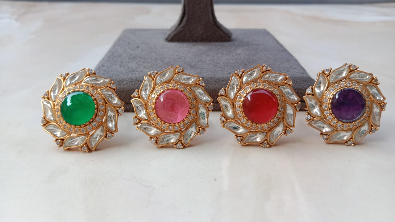 Gold plated Kundan Ring