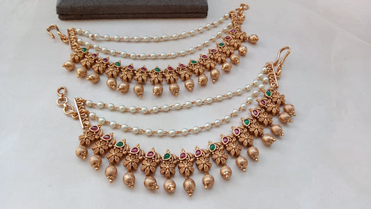 Gold plated Kanchain with pearls