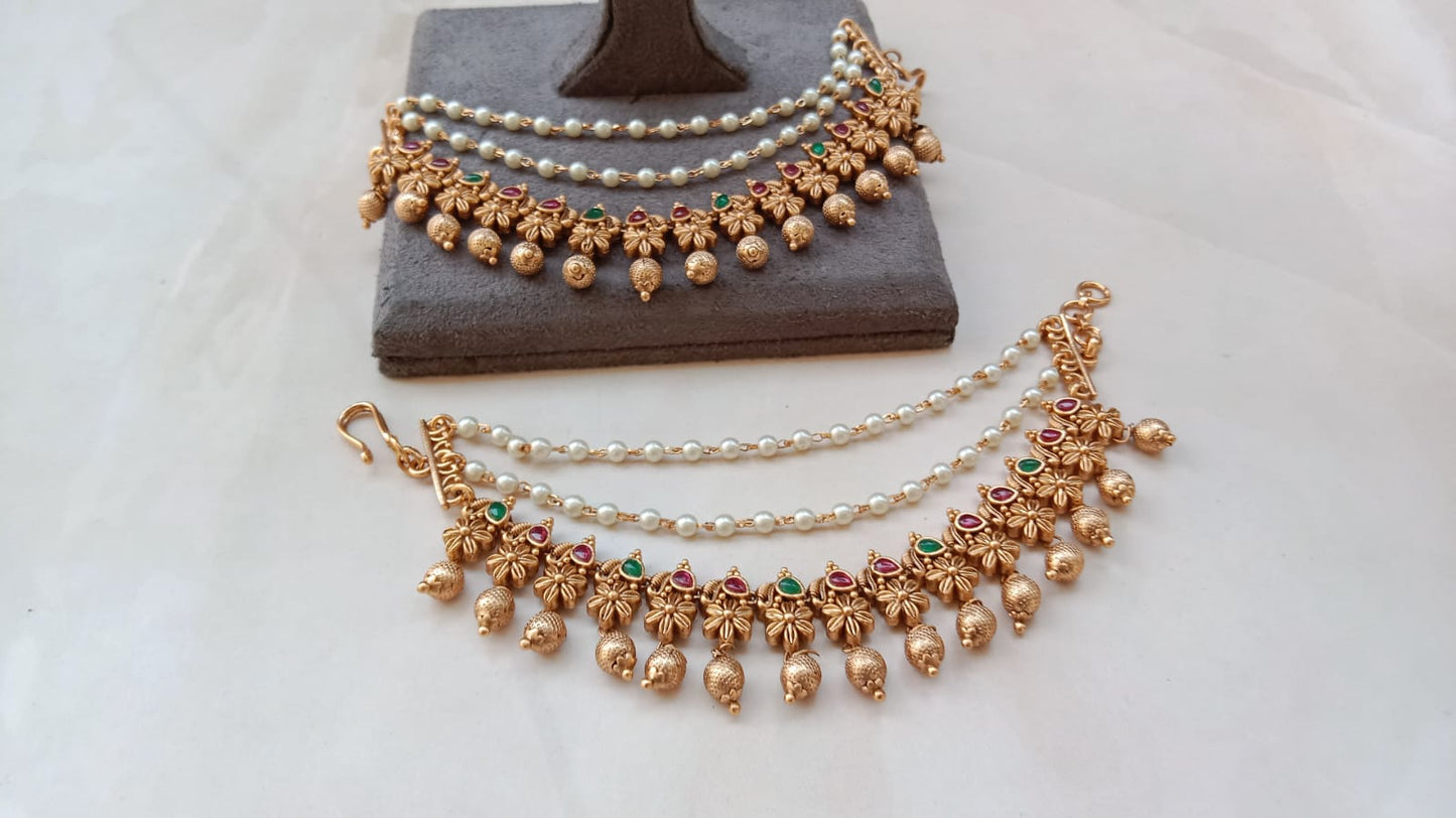 Gold plated Kanchain with pearls