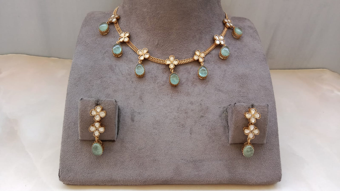 Mint Necklace kundan set