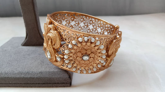 Gold Plated Broad Peacock Bracelet