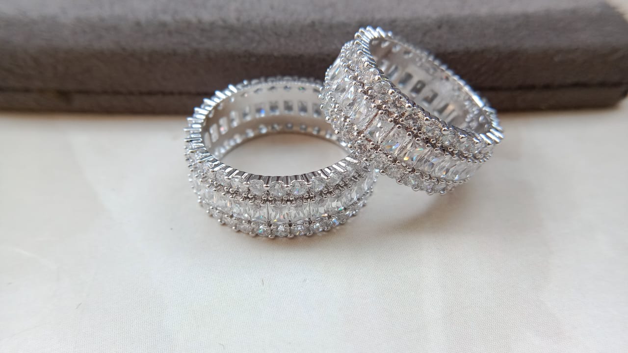 American Diamond Rodium Bands