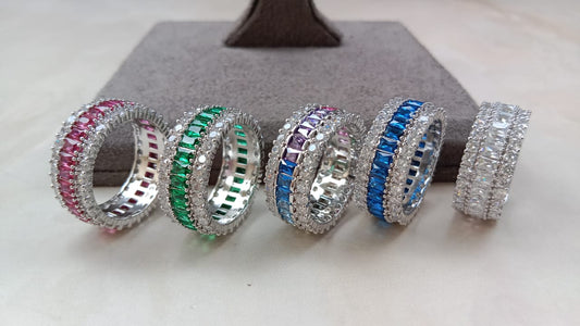 American Diamond Rodium Bands