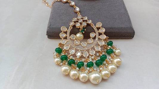Golden Plated Tikka with Pearl Drop