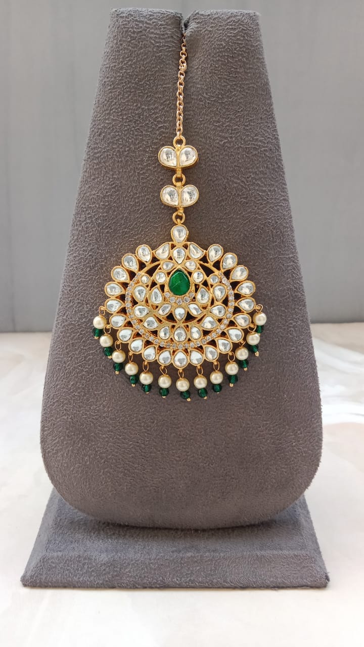 Golden Plated Tikka with Pearl Drop