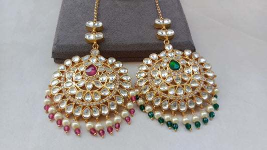 Golden Plated Tikka with Pearl Drop
