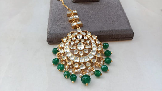 Golden Plated Tikka with Pearl Drop