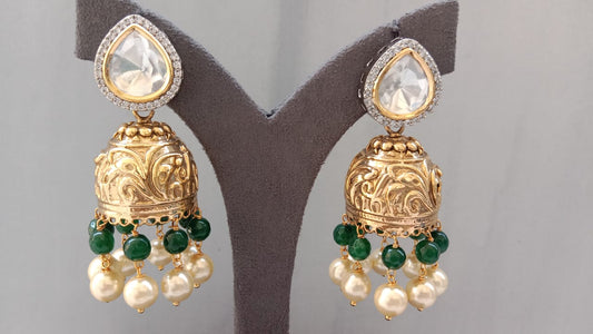 Ethnic Dual Plated Jhumki Earrings