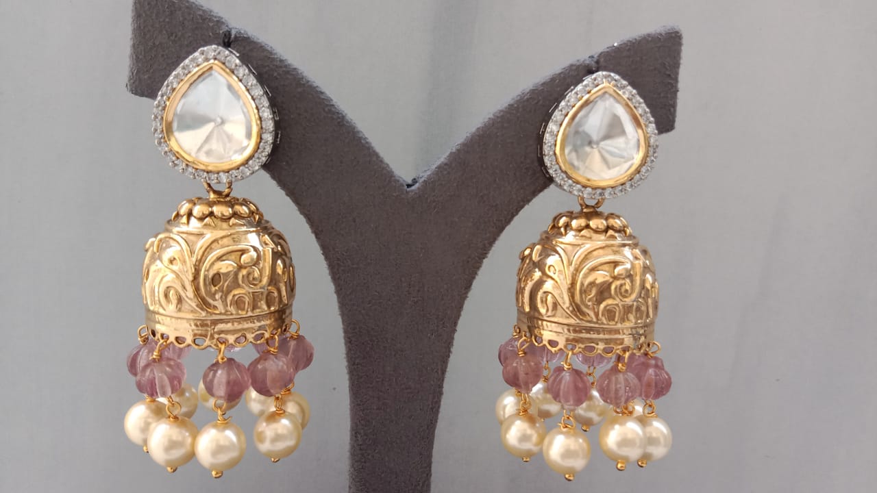 Ethnic Dual Plated Jhumki Earrings