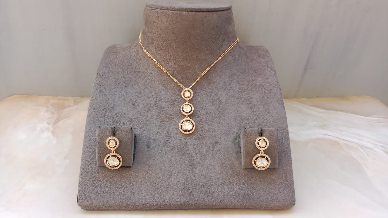 Polki Pendent set with double chain