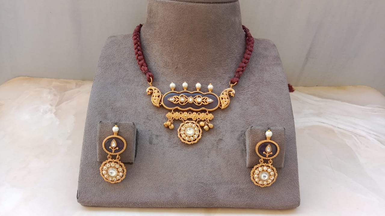 Heritage Enamel Lakshmi Motif Necklace Set