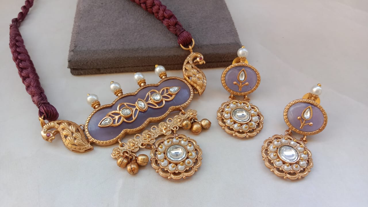Heritage Enamel Lakshmi Motif Necklace Set