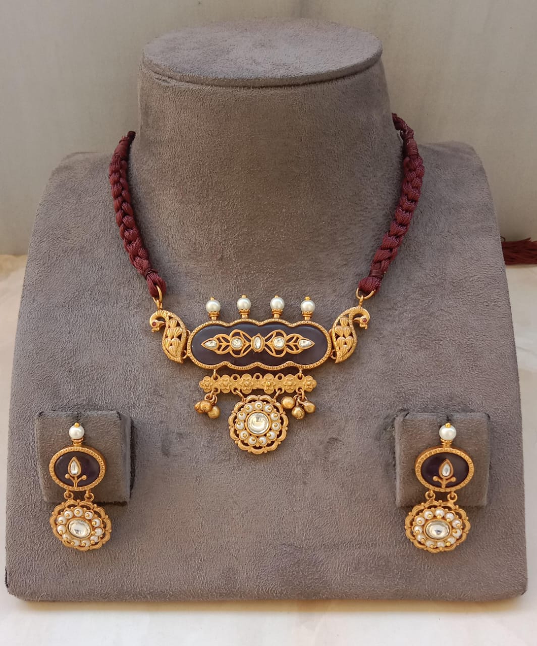 Heritage Enamel Lakshmi Motif Necklace Set