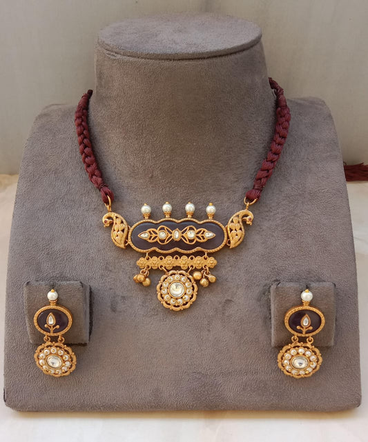 Heritage Enamel Lakshmi Motif Necklace Set