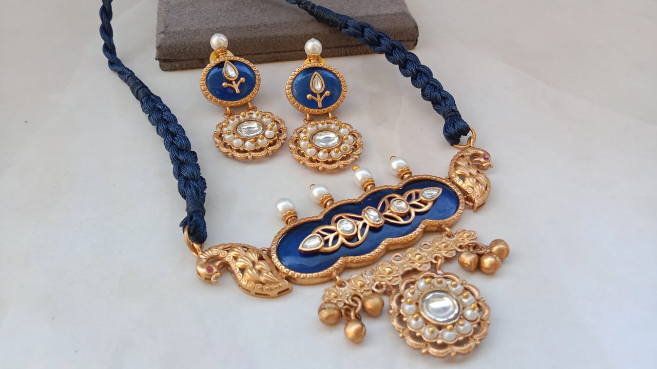 Heritage Enamel Lakshmi Motif Necklace Set
