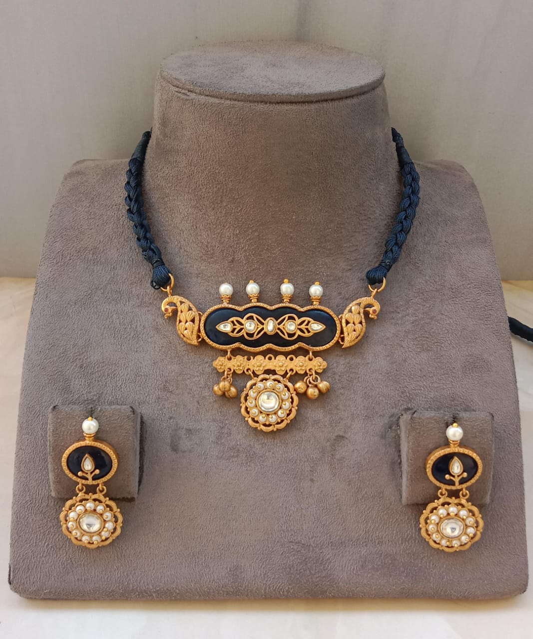 Heritage Enamel Lakshmi Motif Necklace Set
