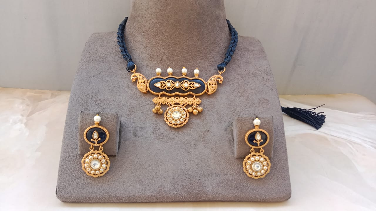 Heritage Enamel Lakshmi Motif Necklace Set