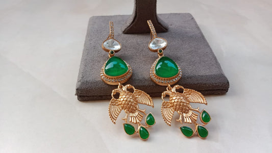 Polki Diamond Earrings with Gold Plating