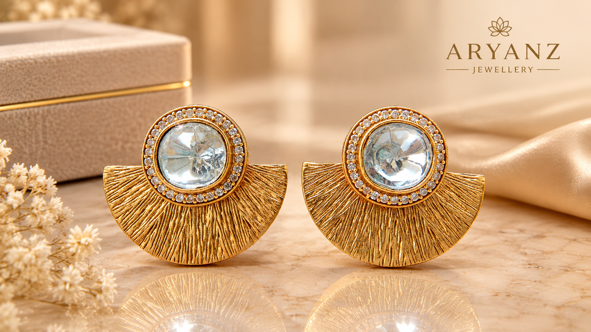 Gold-Tone Polki Statement Earrings