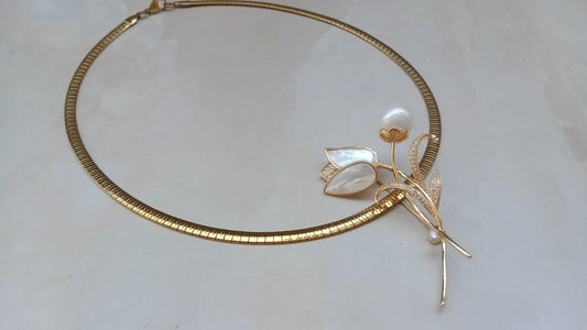 Gold-Plated Chain with Detachable Tulip Pendant