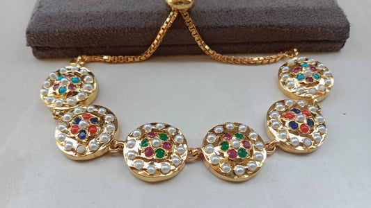 Jadau Adjustable Bracelet with Golden Plating
