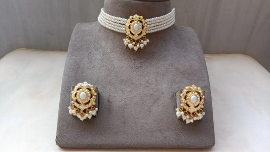 Royal Pearl-String Jadau Choker Set