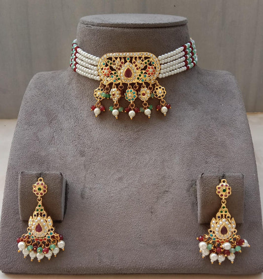 Jadau Gold-Plated Choker Set