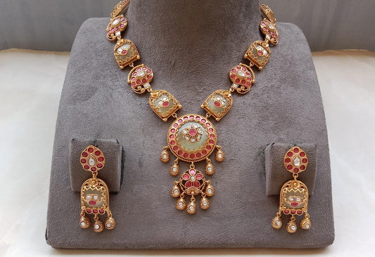 Carved Stone & Moonstone Jewellery Set