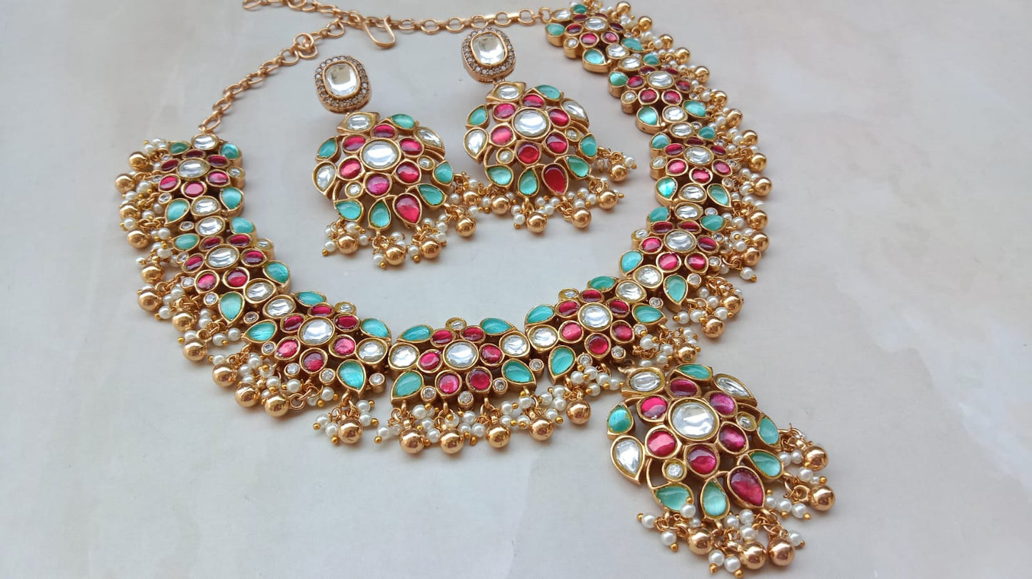 Regal Multicolor Kundan Polki Bridal Set